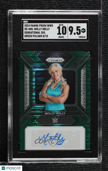 2024 Panini Prizm WWE - Sensational Signatures - Green Pulsar Pri Molly Holly #SS-MOL Green Pulsar Prizm /10 SGC 9.5 Aut