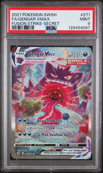 2021 Pokemon Sword and Shield Fusion Strike Secret Rare Gengar Vmax #271 PSA 9