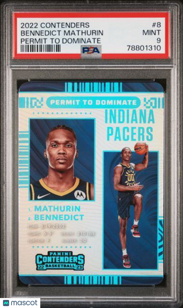 2022 Panini Contenders Permit To Dominate Bennedict Mathurin #8 PSA 9