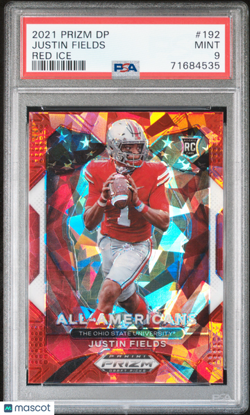 2021 Panini Prizm Draft Picks Justin Fields #192 Red Ice PSA 9