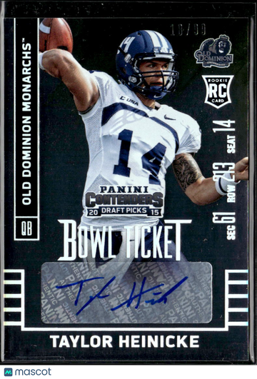 2015 Panini Contenders Draft Picks Bowl Ticket Taylor Heinicke #157 /99 RC