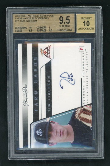 2006 Tristar Prospects Plus #27 Tim Lincecum Auto BGS 9.5