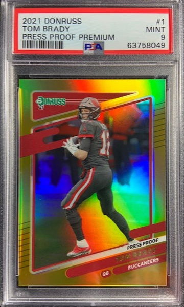 2021 Panini Donruss 1 Tom Brady Premium Press Proof Gold PSA 9 MINT