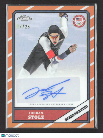 2026 Topps Chrome U.S. Olympics 1986 Topps Autographs Jordan Stolz #86TA-JS Orange Stripe /25