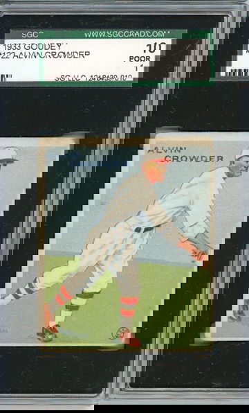 1933 Goudey Alvin Crowder #122 SGC 1 P1362