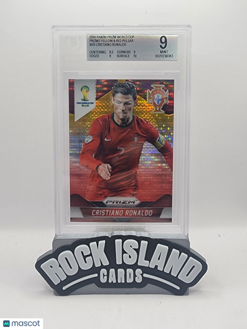 2014 Panini Prizm World Cup Cristiano Ronaldo #161 Yellow and Red Pulsar BGS 9
