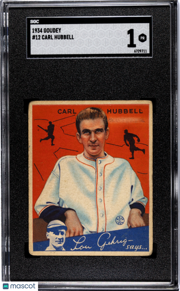 1934 Goudey Carl Hubbell #12 SGC 1