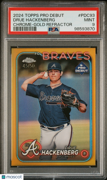 2024 Topps Pro Debut Drue Hackenberg #PDC93 Chrome-Gold Refractor /50 PSA 9