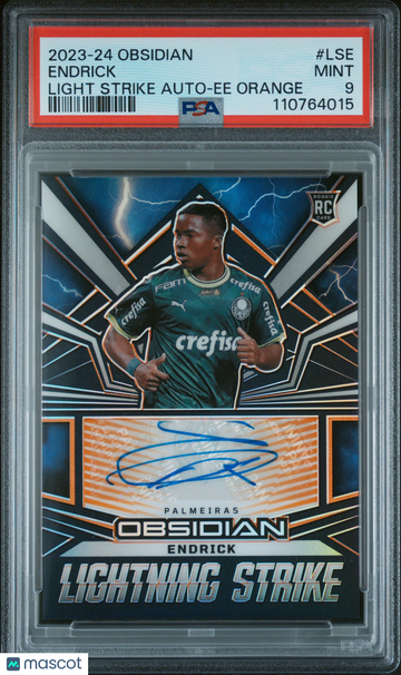 2023 Panini Obsidian Lightning Strike Autographs Endrick #LSE Ee Orange PSA 9
