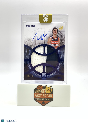 2026 Topps 3 Basketball Will Riley #RAP-WR /15 Relic Autograph Prime Card RC Memorabilia