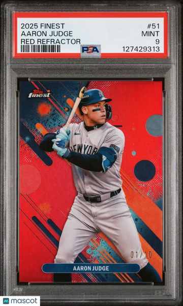 2025 Topps Finest Aaron Judge #51 Red Refractor /10 PSA 9