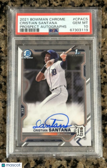 Cristian Santana 2021 1st Bowman Chrome Auto RC PSA 10 Detroit Tigers GEM MINT