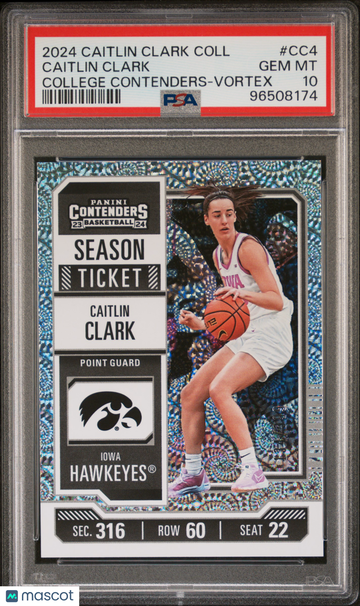 2024 Panini Caitlin Clark Collection College Contenders Caitlin Clark #CC4 Vortex PSA 10