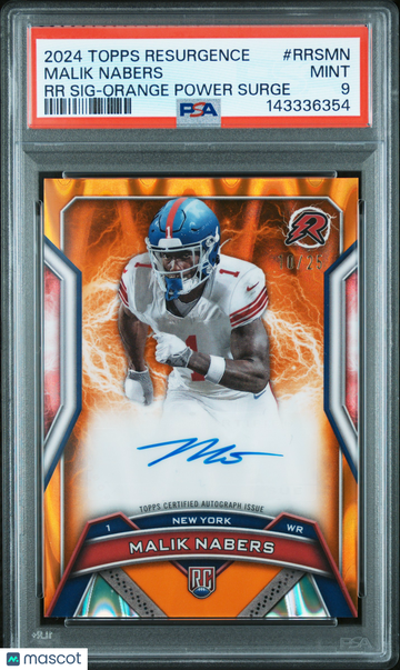2024 Topps Resurgence Resurgence Rookie Signatures Malik Nabers RR Orange Power 10/25 #RRSMN PSA 9