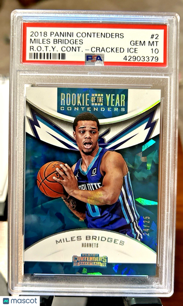Graded PSA 10 Miles Bridges 2024-25 Donruss Optic Cracked Ice SN #208 Hornets Basketball Card