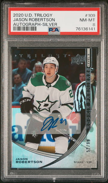 2020 Upper Deck Trilogy Autograph-Silver Jason Robertson #109 /99 PSA 8