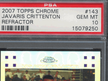 Graded 2007 Topps Chrome Javaris Crittenton #143 Refractor PSA 10 Basketball Trading Card
