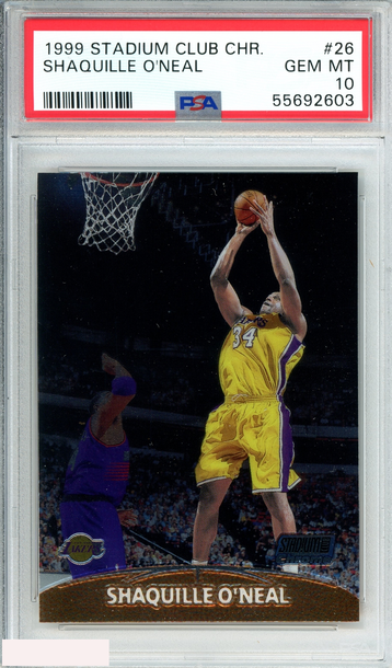 1999 STADIUM CLUB CHROME SHAQUILLE ONEAL#26 LOS ANGELES LAKERS HOF PSA 10 GEM MT