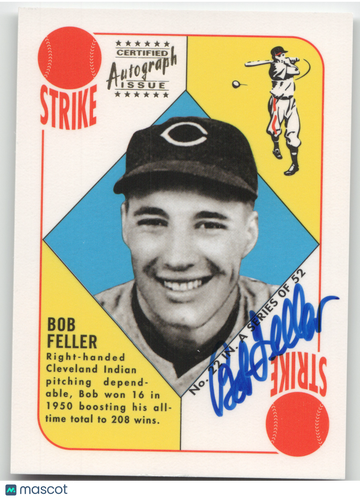 1997 Topps '51 Topps Red Back Edition Bob Feller #4 Certified Autograph