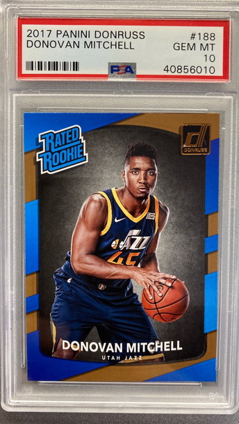 DONOVAN MITCHELL 2017 DONRUSS RATED ROOKIE PSA 10 GEM MINT