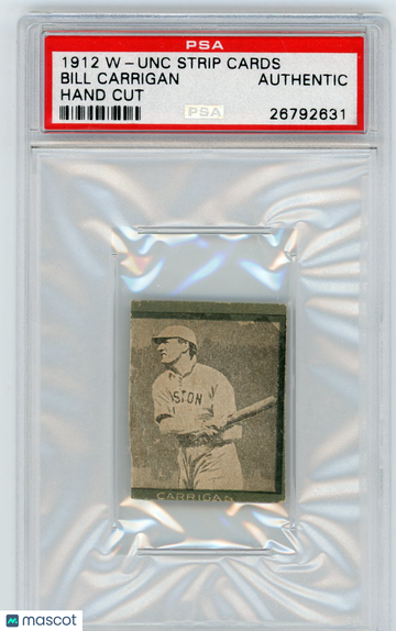 1912 W-Unc Strip Cards Hand Cut Bill Carrigan PSA A