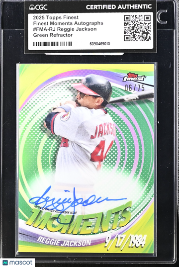 2025 Topps Finest Reggie Jackson #FMA-RJ Green Refractor Finest Moments Autographs CGC Authentic