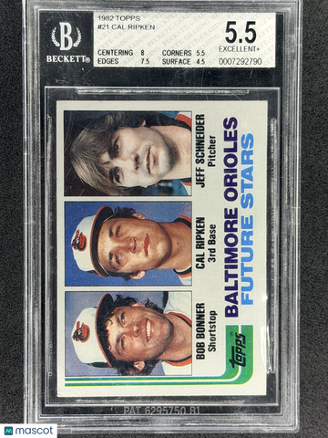 1982 Topps Orioles Future Stars (Bob Bonner / Cal Ripken / Jeff Schneider) #21 RC BGS 5.5 Baltimore Orioles