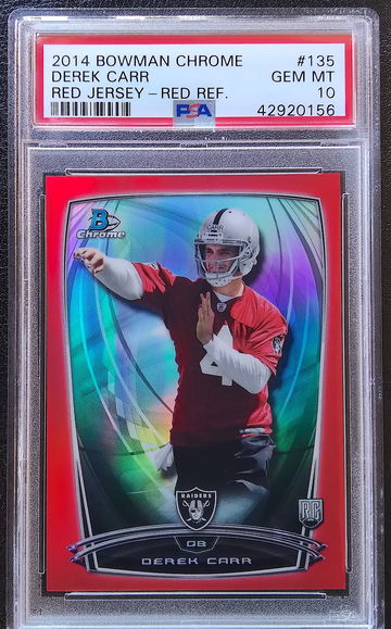 DEREK CARR 2014 BOWMAN CHROME RED REFRACTOR RC /25 POP 4