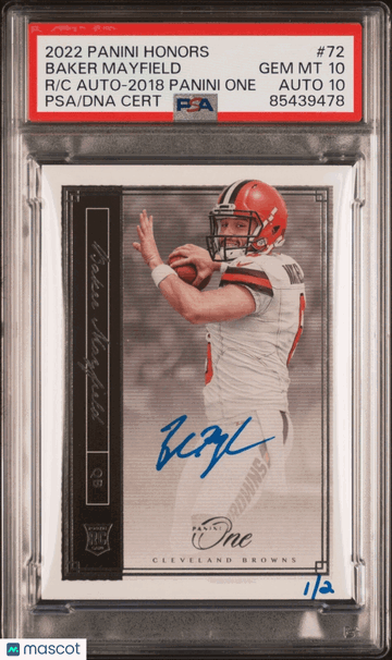 2022 Panini Baker Mayfield #72 2018 One / Rookie PSA 10 Panini Authentic Auto 10