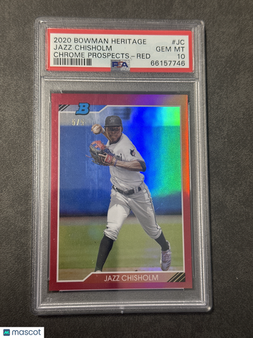 2020 Bowman Heritage Chrome Prospects Jazz Chisholm #JC Red PSA 10