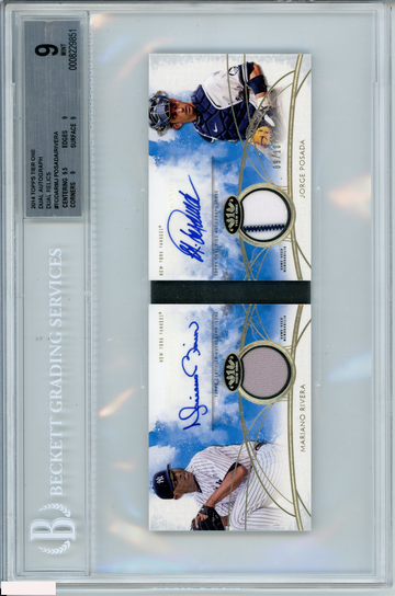 2014 TOPPS TIER ONE M RIVERA J POSADA#TODARMJ DUAL AUTO RELICS 9 OF 10 BGS 9 MT