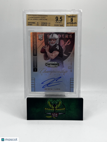 2014 Panini Contenders Championship Ticket Derek Carr #214A AU/49 BGS 9.5 Auto 9
