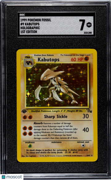 1999 Pokemon Fossil Kabutops SGC 7 #9