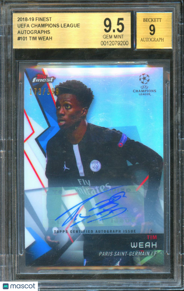 Tim Weah 2018 Finest UEFA Champions League Autographs BGS 9.5 Auto 9