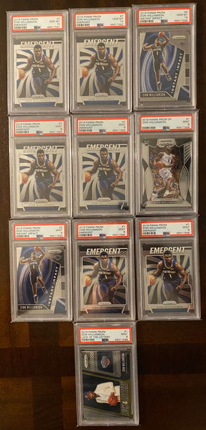 Zion Williamson Prizm LOT 10 cards 3 PSA 10 & 7 PSA 9