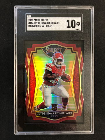 2020 Panini Select - Clyde Edwards-Helaire - Rookie Maroon Prizm SGC 10 Gem