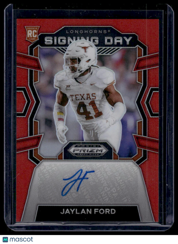 2024 Panini Prizm Draft Picks Jaylan Ford #SD-JFD Signing Day Red SN,AU
