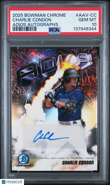 2025 Bowman Chrome Adios Autographs Charlie Condon #AAV-CC /99 PSA 10