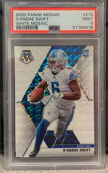 2020 Mosaic D’andre Swift PSA 9 white Prizm /25 rc rookie Deandre Detroit Lions