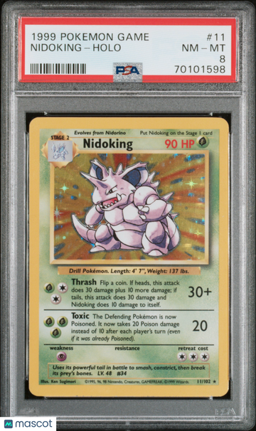 1999 Pokemon Game Nidoking Holo PSA 8 #11