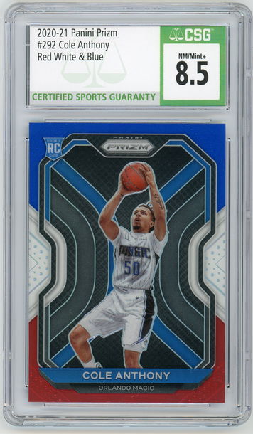 COLE ANTHONY 2020-21 Panini Prizm Red White & Blue Rc #292 CSG 8.5