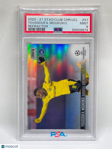 2020 Stadium Club Chrome UEFA Champions League Youssoufa Moukoko #57 Refractor PSA 9