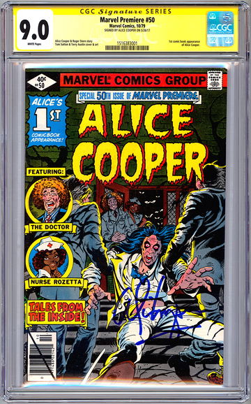 MARVEL PREMIERE #50 CGC-SS 9.0 *ALICE COOPER SIGNED* STORY BY ALICE 1ST APP 1979