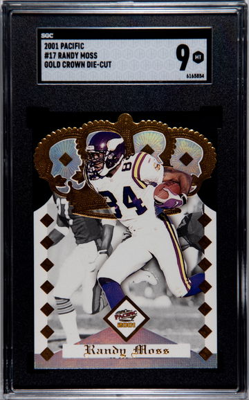 2001 Pacific Randy Moss Gold Crown Die-Cut #17 SGC 9 Pop 3