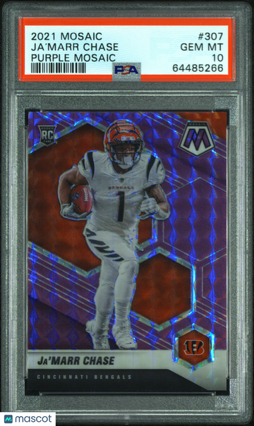 2021 Panini Mosaic Ja’Marr Chase #307 Purple PSA 10