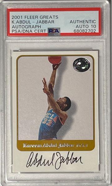 2001 FLEER GREATS KAREEM ABDUL JABBAR AUTOGRAPH AUTO AUTHENTIC PSA 10 UCLA Lakers MVP all time points champ