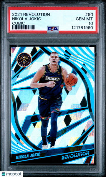 2021-22 Panini Revolution Nikola Jokic #90 Cubic /50 Parallel/Variety Insert PSA 10