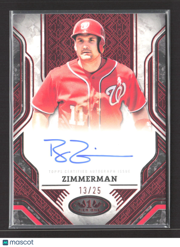 2025 Topps Tier One Ryan Zimmerman #PPA-RZ /25 Prime Performers Autographs