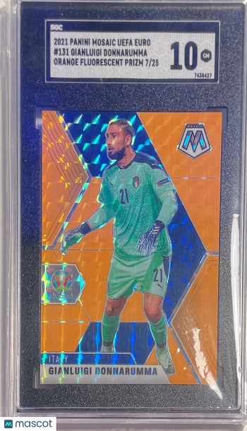 2021 Panini Mosaic Uefa Euro Gianluigi Donnarumma #131 Orange Fluorescent Prizm SGC 10