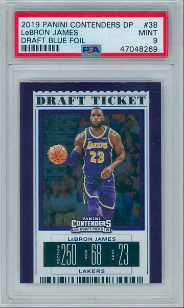 2019 Panini Contenders Draft Picks #38 Lebron James - Draft Ticket (Blue Foil) PSA 9 | Lakers (NBA)